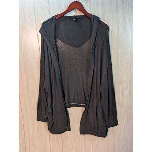 Torrid Black Hooded Drape Cardigan Womens Plus Sz 3 Long Sleeve Open Thin